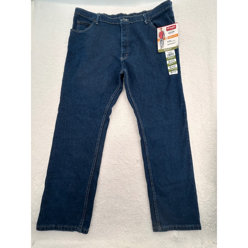 Wrangler Five Star Premium Mens Regular Fit Flex Jeans Dark Wash 42x30 1096FXVMF